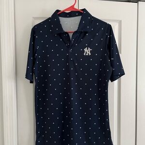 Men's NY Yankees Navy Baseball Pattern Polo Shirt